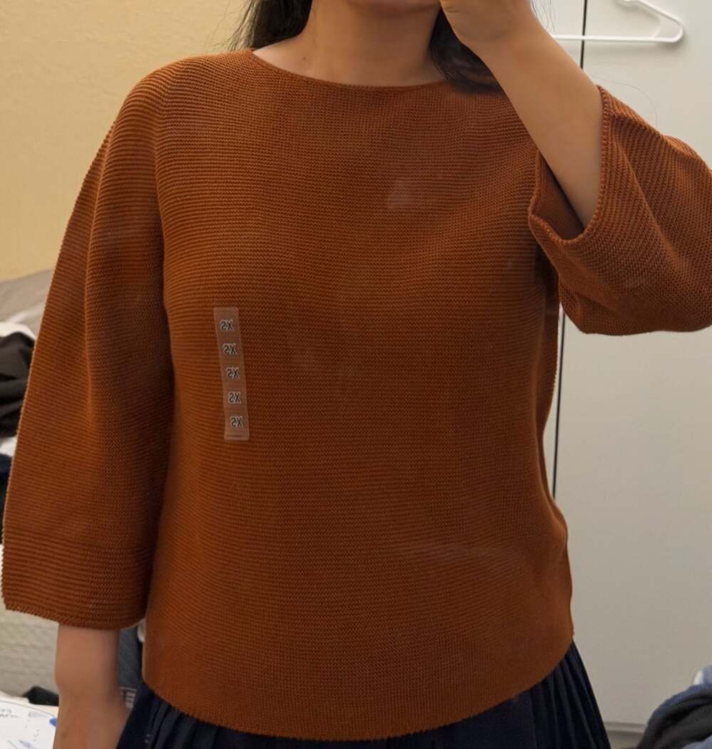 Women's 3D Knit Cotton 3/4 Sleeve Sweater